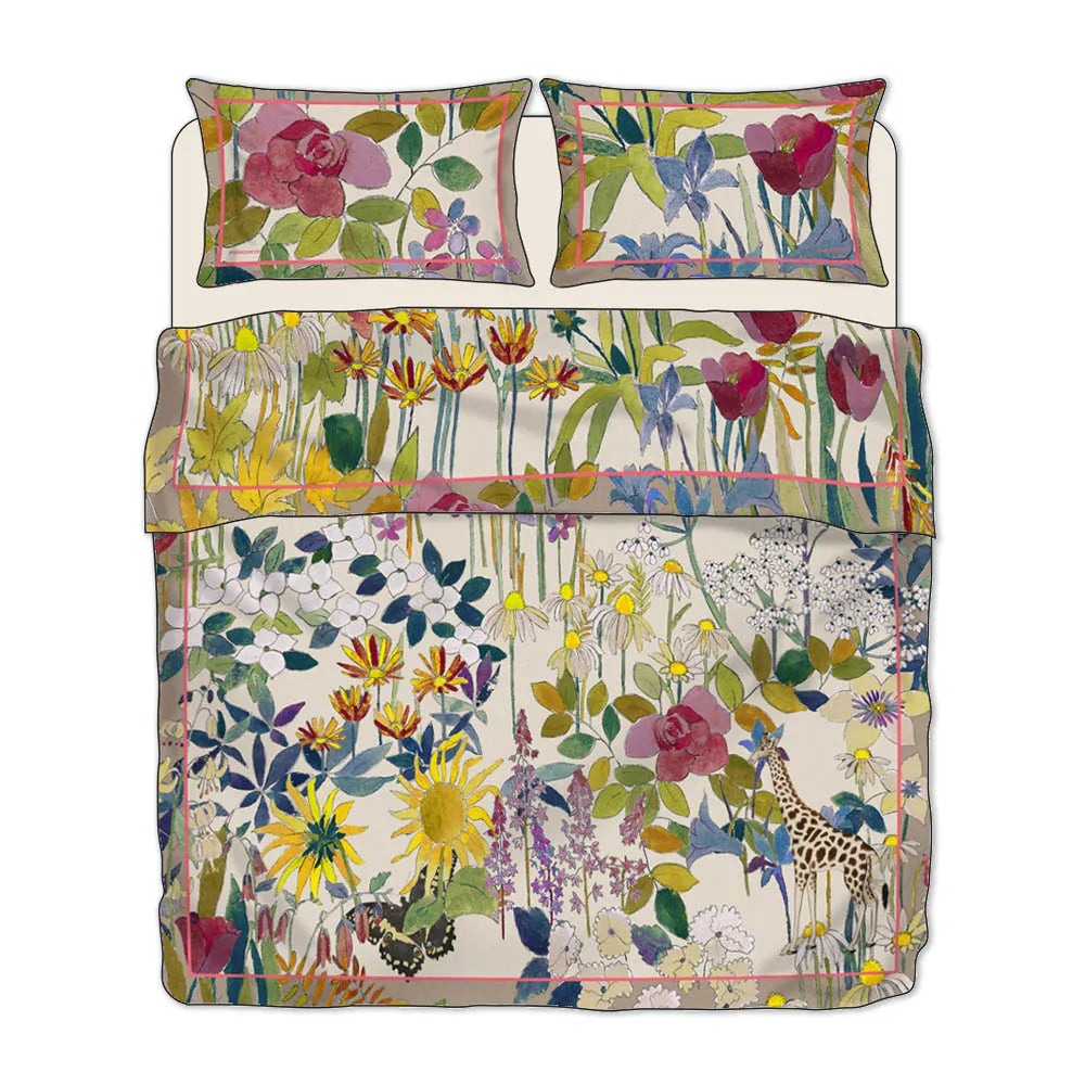 Completo lenzuola matrimoniale il Giardino Borbonese multicolore - Home Loves