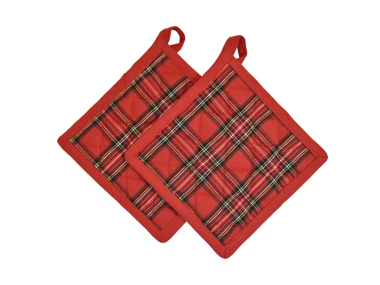 Set 2 presine quadrate Daunex misura 18 x 18 cm, tartan