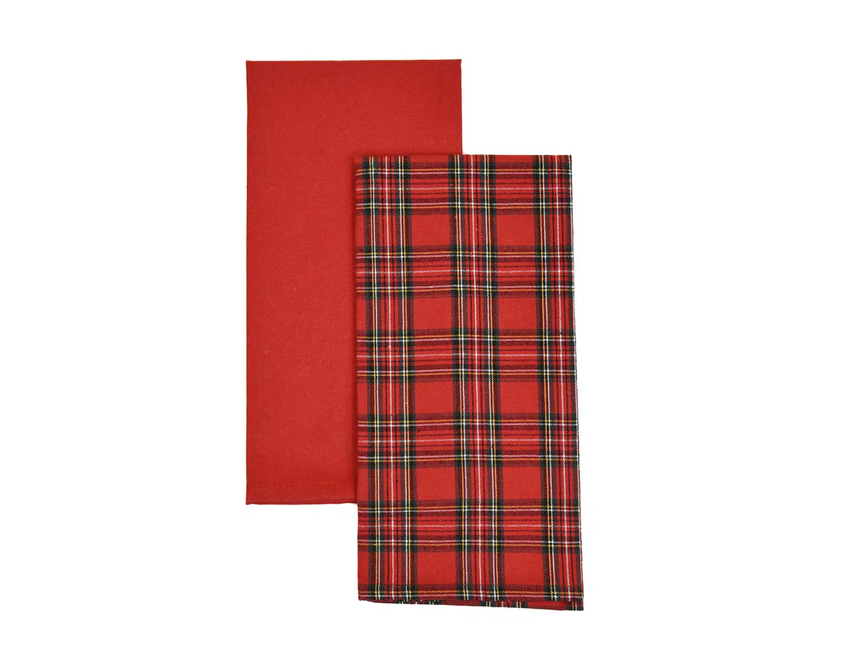 Set 2 strofinacci in cotone Daunex misura 50 x 70 cm, tartan scozzese - Home Loves