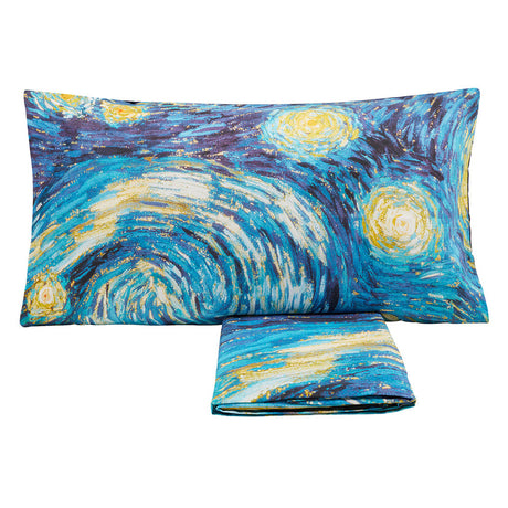 Parure lenzuolo matrimoniale notte stellata di van gogh tessitura randi