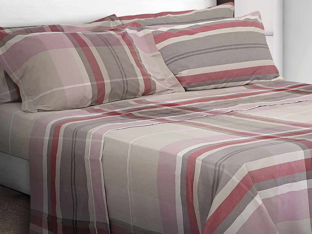 Completo lenzuola double face Daunex in percalle, Melrose multicolore - Home Loves