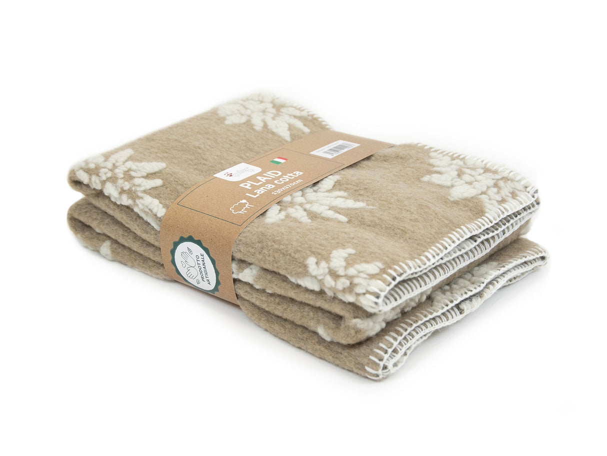 Coperta in lana cotta Daunex disegno edelweiss - Home Loves