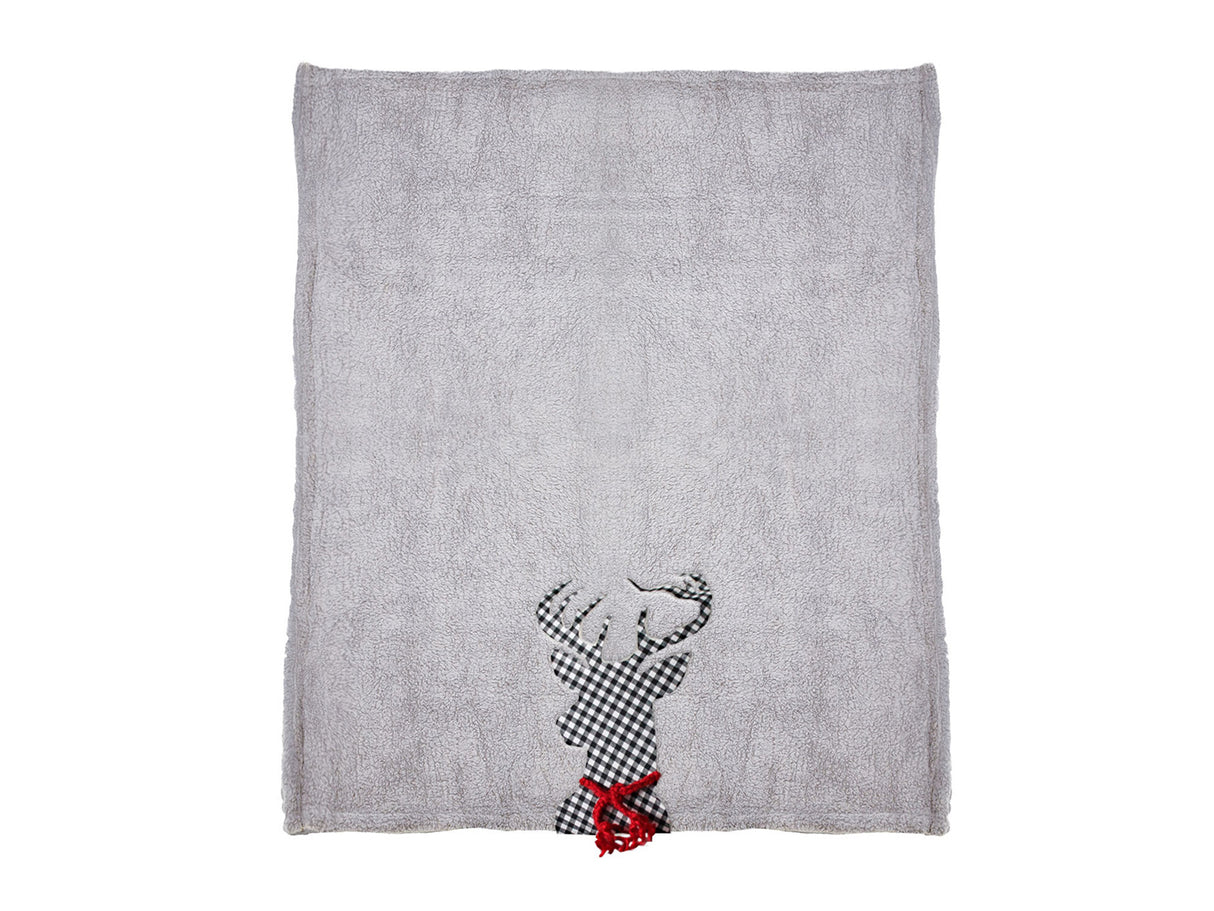 Plaid morbidotto Daunex sleep, disegno daino colore grigio - Home Loves