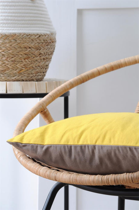 Cuscino arredo duo colore giallo-grigio/talpa non sfoderabile - Home Loves