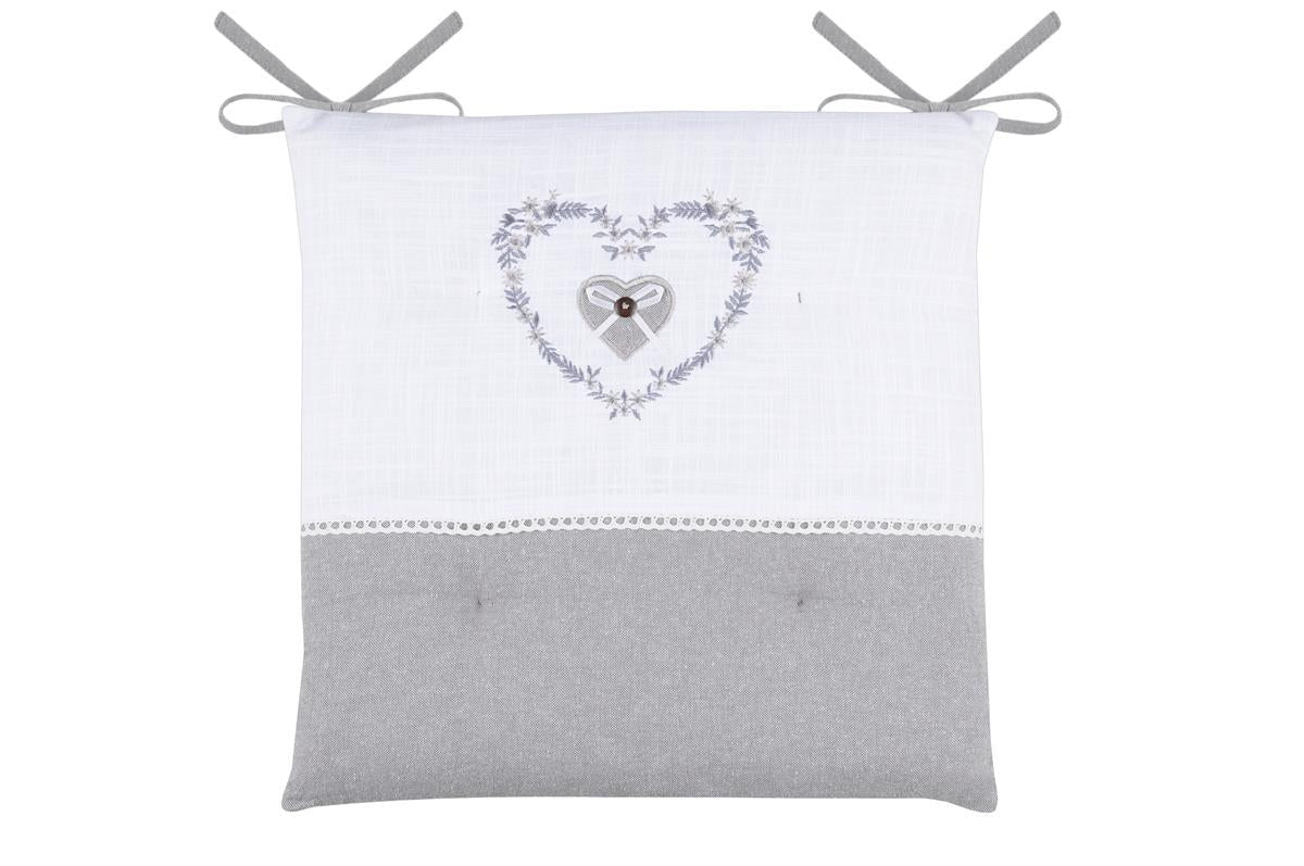 Cuscino per sedia con i laccetti, pauline colore grigio 4-punti - Home Loves