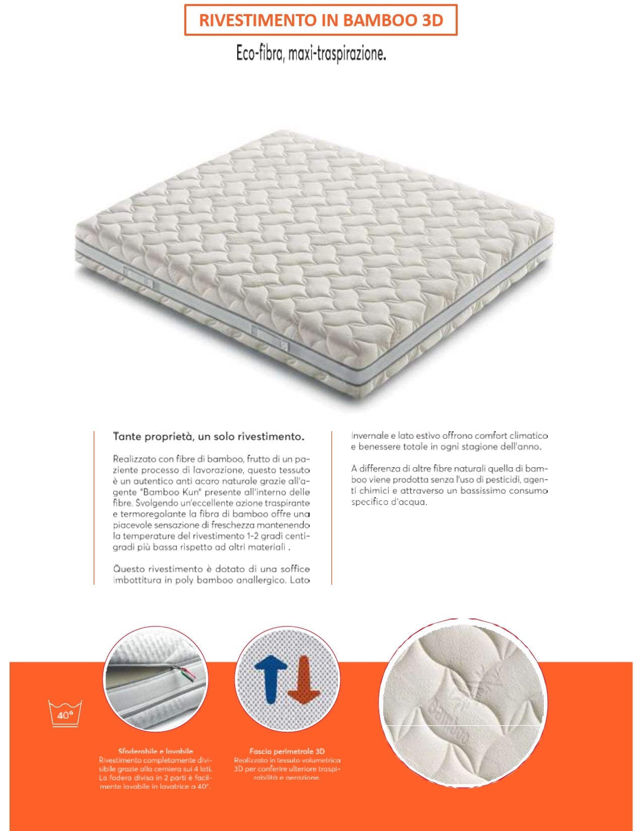 Materasso in memory foam sfoderabile, Prestige-Sleep, specifiche