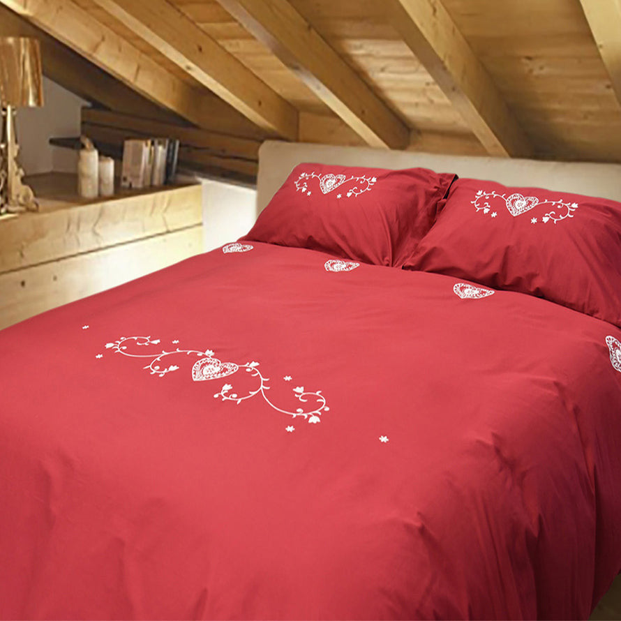 Parure copripiumino in puro cotone Daunex chalet chamois bordeaux