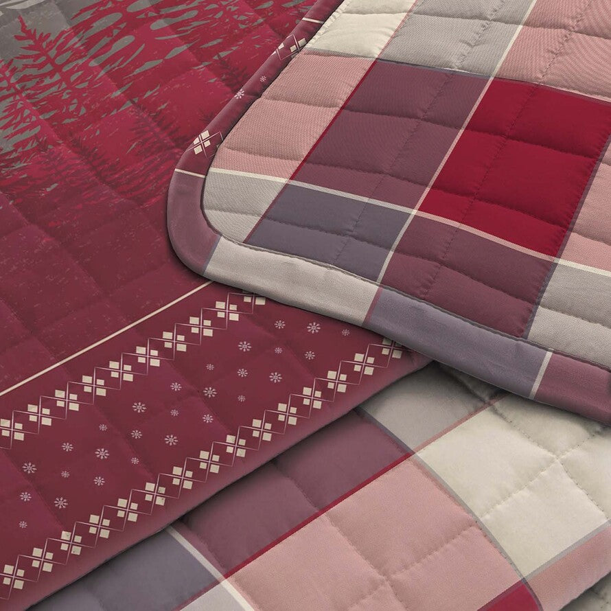 Trapuntino double-face zermat Daunex stampa digitale colore rosso - Home Loves