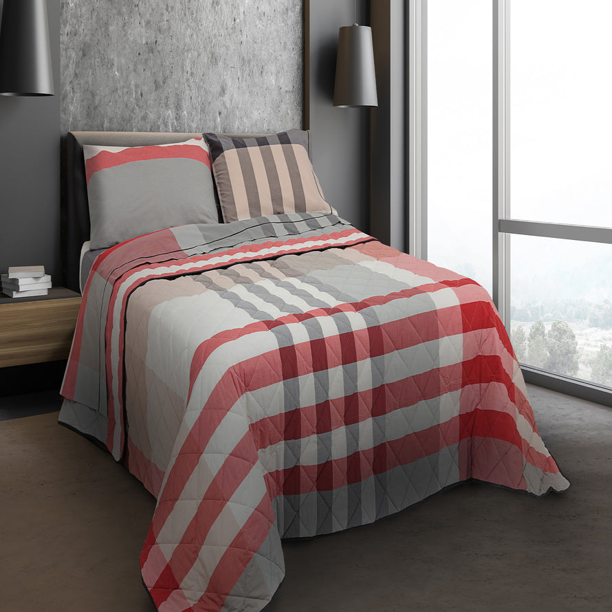 Trapuntino in cotone percalle tinto in filo Daunex liverpool rosso - Home Loves